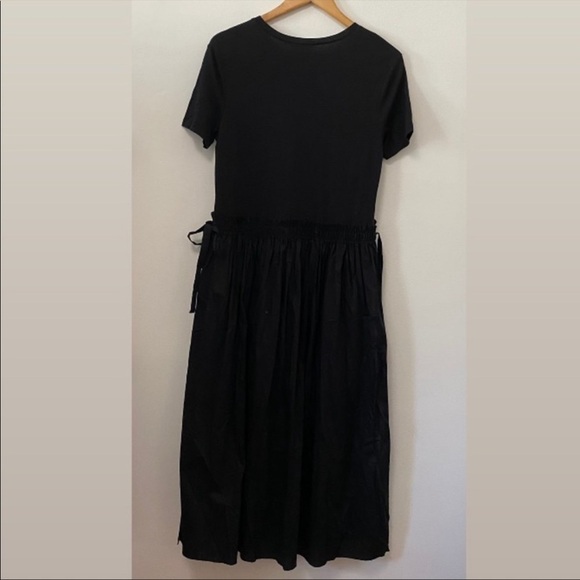 NWT ZARA Black Ruched Waist Side Slits Combination Maxi Dress - Picture 4 of 10